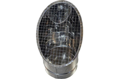 Косой или скошенный участок воздуховода круглого сечения с сеткой