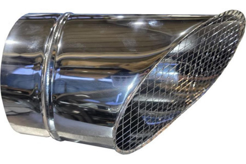 Косой или скошенный участок воздуховода круглого сечения с сеткой