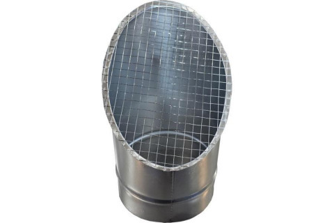 Косой или скошенный участок воздуховода круглого сечения с сеткой