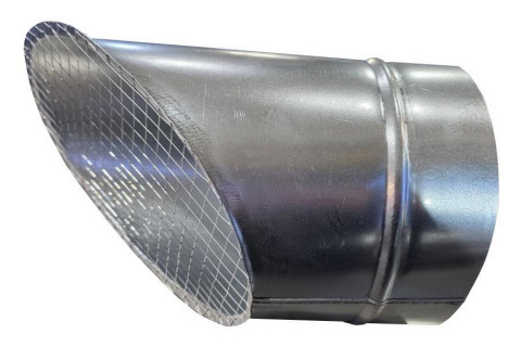 Косой или скошенный участок воздуховода круглого сечения с сеткой